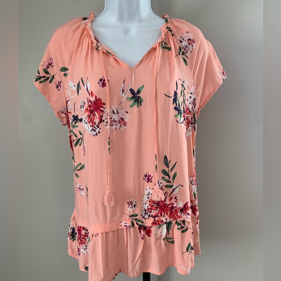 St. John's Bay Tops - St. John's Bay Coral Floral Blouse